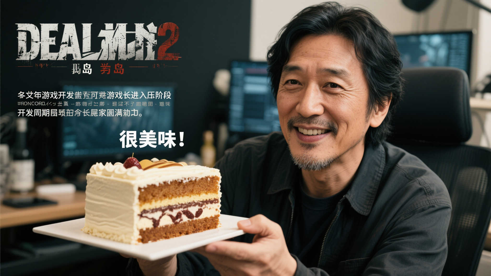 小岛秀夫切蛋糕庆《死亡搁浅2》压盘完成:味道绝赞! 小岛秀夫切蛋糕庆《死亡搁浅2》压盘完成:味道绝赞!